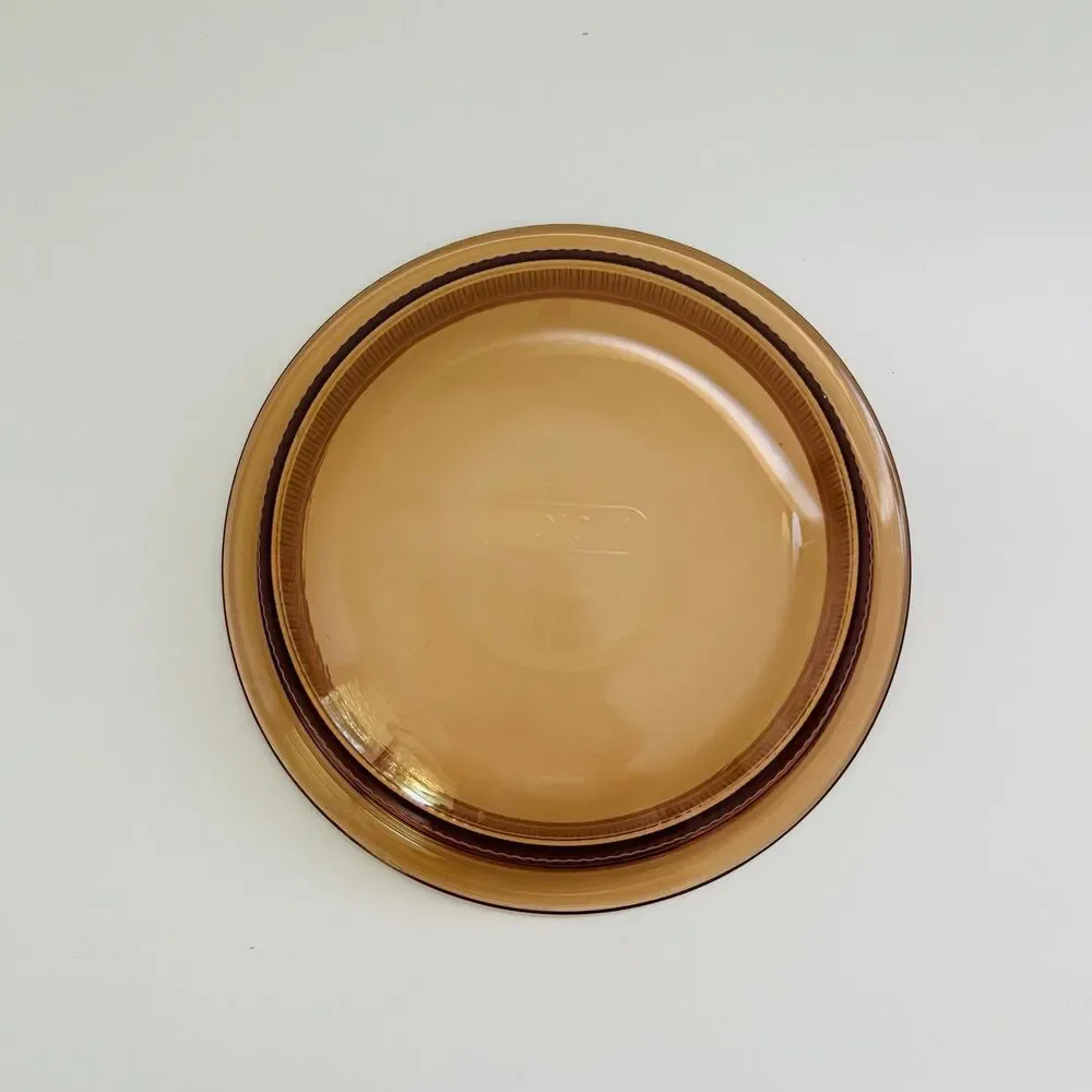 CORNING Vision Amber Glass V-30-B Round Ribbed 24 oz/750 ml Casserole Dish Only